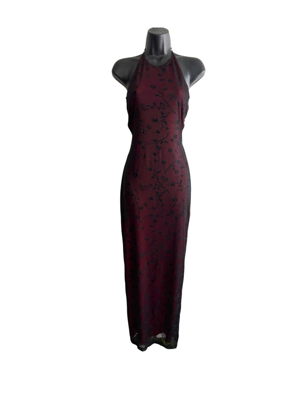 Vintage Y2K Roberta Size Small Red Black Whimsigoth Halter Neck Dress Goth Glam